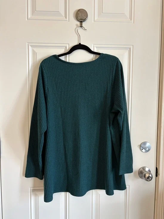 Penningtons Deep Teal V-Neck Ribbed Sweater - Picture 2 of 3